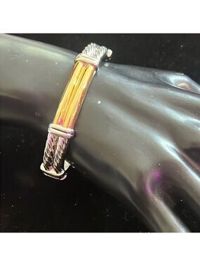 Vintage Two Toned Hinged Rope Bangle Bracelet